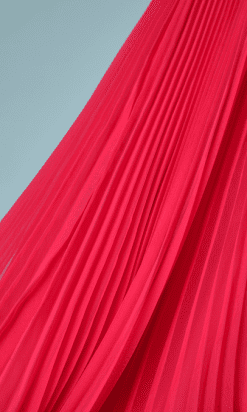B2713-Robe-1960-cocktail-en-voile-fushsia-plissé-soleil-noeud-taille-T36-01