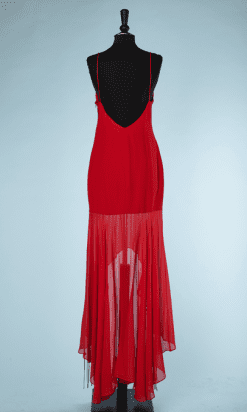 B0770-Robe-longue-en-mousseline-rouge-et-longues-franges-gai-Mattiolo-t38-40-01