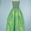 B1021-Robe-Escada-en-faille-changeante-verte-bustier-brodé-de-paillettes-t38-01