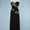 B1036-Robe-longue-du-soir-Loris-Azzaro-en-jersey-plissé-noir-et-argent-t34-36-01