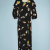 B1662-Robe-en-crêpe-noire-1930-imprimé-de-fleurs-multicolores-t36-38-01