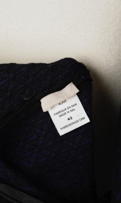 B1770-Robe-en-maille-noire-et-marine-fleurs-laine-viscose-Alaïa-T40-01