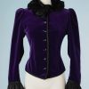 B1778-Veste-en-velours-violet-col-poignets-en-faille-noir-Saint-Laurent-T36-01