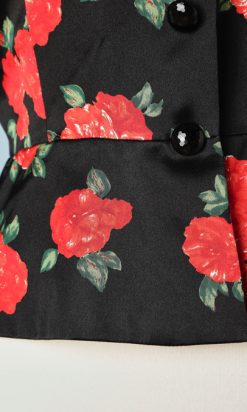 B1805-Veste-en-satin-noir-fleurs-rouges-Saint-Laurent-rive-gauche-T36-01