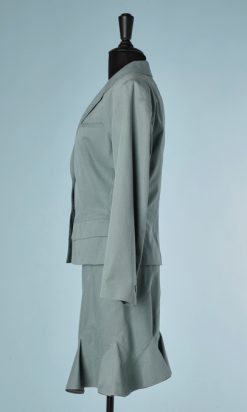 B1826-Tailleur-en-coton-vert-de-gris-Alaïa-T3840-01