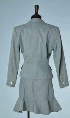 B1826-Tailleur-en-coton-vert-de-gris-Alaïa-T3840-01