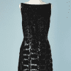 B2135-Robe-Gianfranco-Ferre-rectangles-de-mousseline-plissée-et-micro-paillettes-noires-t42-01