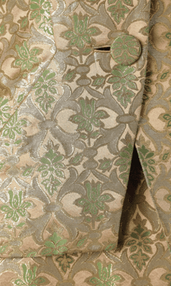 B2225-Tailleur-brocard-et-satin-taupe-vert-et-or-Irène-1950-T42-01