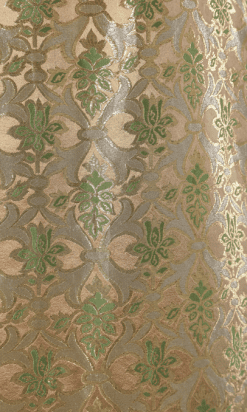 B2225-Tailleur-brocard-et-satin-taupe-vert-et-or-Irène-1950-T42-01