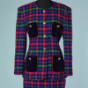 B2249-Tailleur-en-lainage-tissé-carreaux-bleu-vert-rose-et-velours-Escada-T34-01