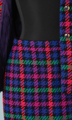 B2249-Tailleur-en-lainage-tissé-carreaux-bleu-vert-rose-et-velours-Escada-T34-01
