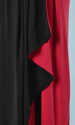 B2250-Robe-bustier-en-crêpe-de-soie-noir-plastron-plissé-rouge-Valentino-T36-01