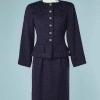 B2254-Tailleur-en-soie-marine-bouton-dorée-Balenciaga-T36-01