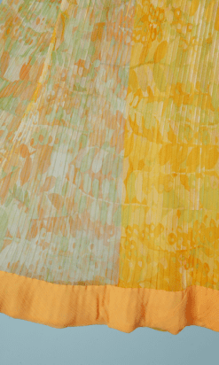 B2293-Robe-1960-en-voile-de-nylon-orange-vert-plissé-soleil-T42-01