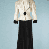 B2438-Tailleur-Thierry-Mugler-Veste-en-satin-blanc-matelassé-et-jupe-longue-noire-en-velours-t40-01