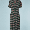 B2459-Robe-1940-en-rayonne-noire-imrpimé-de-frises-de-bouquets-de-fleurs-blanc-vert-rouge-T38-01