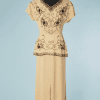 B2460-Robe-longue-1940-en-crêpe-beige-brodée-de-perles-marron-T38-01