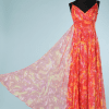 B2489-Robe-longue-1970-en-mousseline-chamare-rose-jaune-orange-Malcom-Starr-T36-01