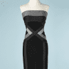 B2526-Robe-vintage-en-maille-stretch-noir-gris-foncé-gris-clair-Hervé-Léger-T34-01