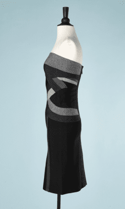 B2526-Robe-vintage-en-maille-stretch-noir-gris-foncé-gris-clair-Hervé-Léger-T34-01