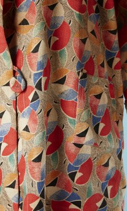 B2828-Manteau-1920-imprimé-de-cercles-rose-bleu-vert-jaune-noir-T42-01