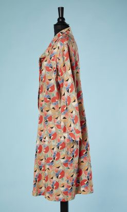 B2828-Manteau-1920-imprimé-de-cercles-rose-bleu-vert-jaune-noir-T42-01