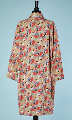 B2828-Manteau-1920-imprimé-de-cercles-rose-bleu-vert-jaune-noir-T42-01