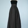 B2817-1Robe-bustier-en-faille-noir-haut-velours-Pierre-Cardin-T36-38-01