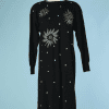 B3213-Robe-1950-en-laine-noir-perlee-or-argent-Pierre-Cardin-T44-01