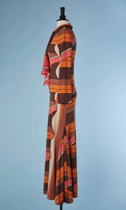 B3224-Robe-longue-1970-en-jersey-a-rayures-cravate-Louis-ferraud-t36-001