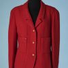 B3252-Veste-Chanel-en-tweed-rouge-fils-lurex-et-paillettes-t42-001