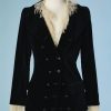 B3269-Veste-Chanel-en-velours-noir-et-tulle-de-soie-ecru-t34-001