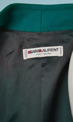 B3278-Tailleur-Saint-Laurent-en-lainage-vert-col-crante-boutons-metal-gris-t38-001