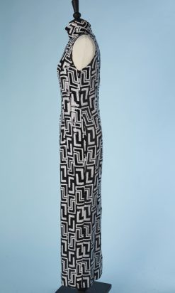 B3312-Robe-longue-Gianfranco-Ferre-pailletee-noire-et-blanche-t38-001