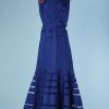 B3457-Robe-longue-1930-en-faille-bleue-volants-incrustes-de-tulle-t42-001