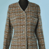 B3497-Veste-Chanel-en-tweed-kaki-rose-bleu-vert-et-lurex-argent-t40-001.