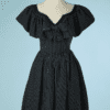 B4244-Robe-Yves-Saint-Laurent-en-coton-noir-rayures-grises-1992-T36-001