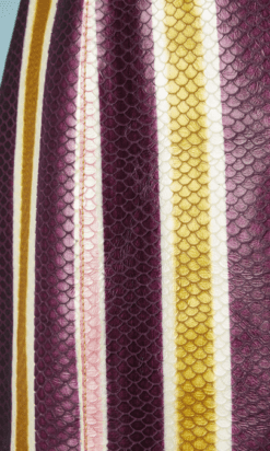 B4385-Robe-en-cuir-facon-python-rayures-violettes-roses-jaunes-Versace-T38-001