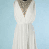 B4390-Robe-cocktail-1960-en-voile-de-nylon-blanc-plisse-et-perles-T38-001