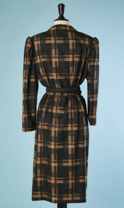 B4423-Manteau-ecossais-marron-gris-beige-Galanos-T38-001