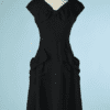 B4424-Robe-1950-en-lin-noir-gros-noeuds-poches-Nina-Ricci-T38-001