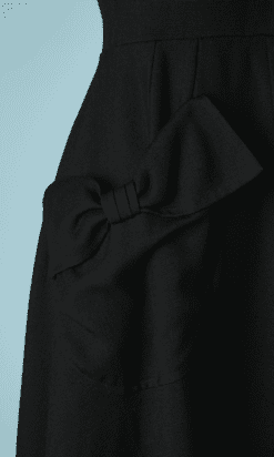 B4424-Robe-1950-en-lin-noir-gros-noeuds-poches-Nina-Ricci-T38-001