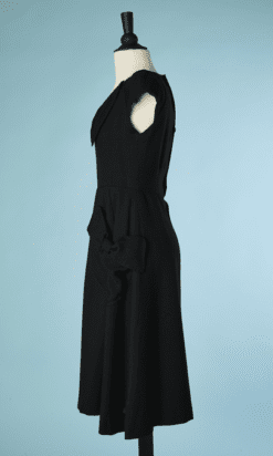 B4424-Robe-1950-en-lin-noir-gros-noeuds-poches-Nina-Ricci-T38-001