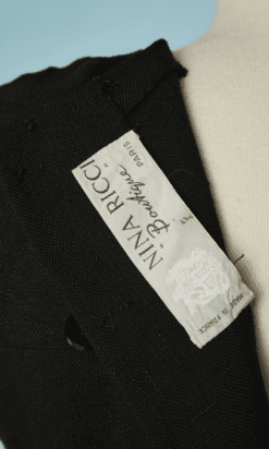 B4424-Robe-1950-en-lin-noir-gros-noeuds-poches-Nina-Ricci-T38-001