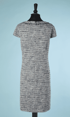 B4288-Robe-en-tweed-laine-et-soie-bleu-gris-ecrue-Karl-Lagerfeld-T42-001
