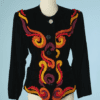 B4294-Veste-en-velours-noir-brodee-cordelette-jaune-orange-rouge-violet-Yves-Saint-Laurent-T38-001