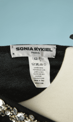 B4298-Gilet-en-coton-noir-cousus-de-strass-Sonia-Rykiel-T42-001