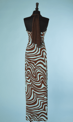 B4303-Robe-bustier-en-jersey-de-soie-bleu-raye-marron-Valentino-T38-001