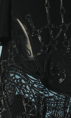 B4309-Robe-en-maille-viscose-brode-de-cuir-vernis-att.-Thierry-Mugler-T38-001