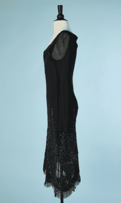 B4309-Robe-en-maille-viscose-brode-de-cuir-vernis-att.-Thierry-Mugler-T38-001